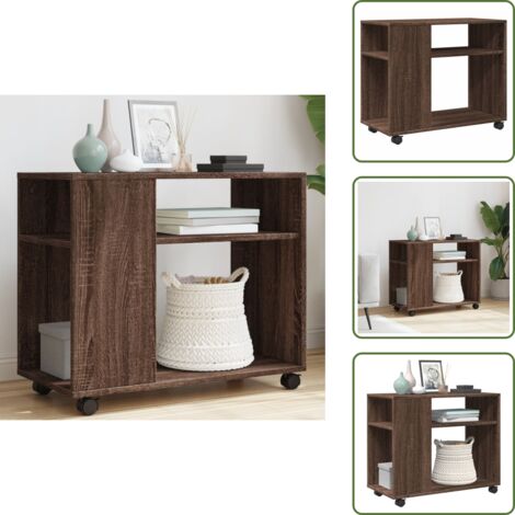 Almacenamiento - vidaXL Mesa auxiliar con ruedas madera roble marrón 70x35x60 cm - Diseño moderno
