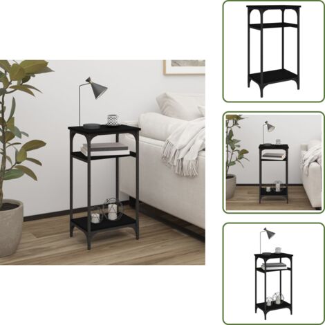 Almacenamiento - vidaXL Mesa auxiliar de madera contrachapada negra 40x30x75 cm - Mesa industrial