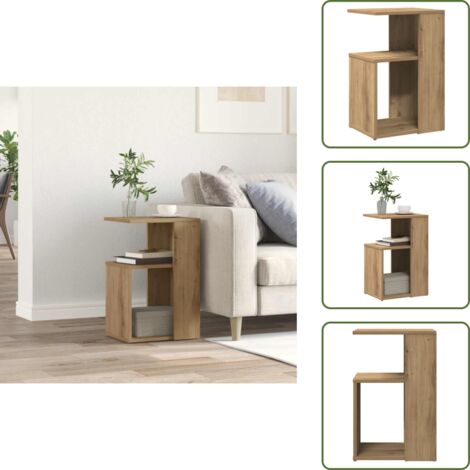 Almacenamiento - vidaXL Mesa auxiliar de madera contrachapada roble artisan 36x30x56 cm - Diseño elegante