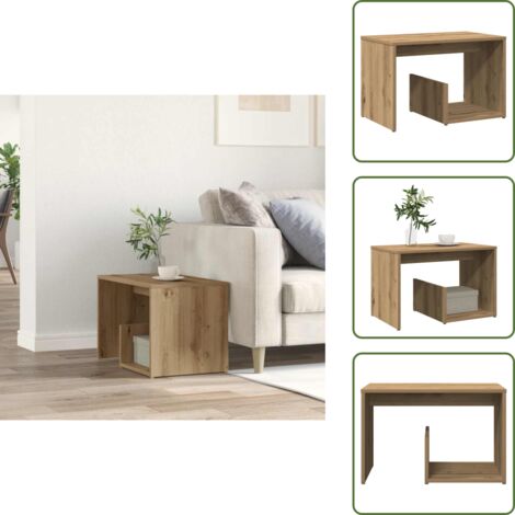 Almacenamiento - vidaXL Mesa auxiliar de madera de ingeniería roble artisan 59x36x38 cm - Cómoda