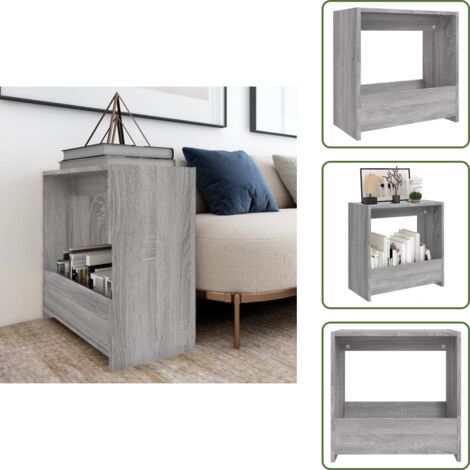 Almacenamiento - vidaXL Mesa auxiliar madera contrachapada gris Sonoma 50x26x50 cm - Mesa gris Sonoma
