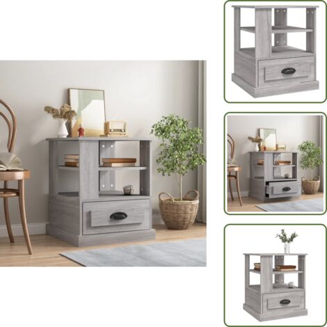 Almacenamiento - vidaXL Mesa auxiliar madera contrachapada gris Sonoma 50x50x60 cm - Decoración