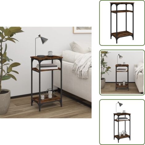Almacenamiento - vidaXL Mesa auxiliar madera contrachapada roble ahumado 40x30x75 cm - Mesa industrial