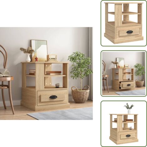 Almacenamiento - vidaXL Mesa auxiliar madera contrachapada roble Sonoma 50x50x60 cm - Decoración