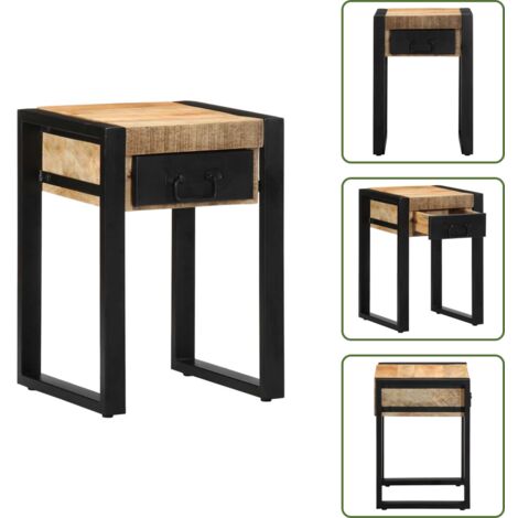 Almacenamiento - vidaXL Mesa auxiliar madera maciza de mango rugosa 35x35x50 cm - Estante