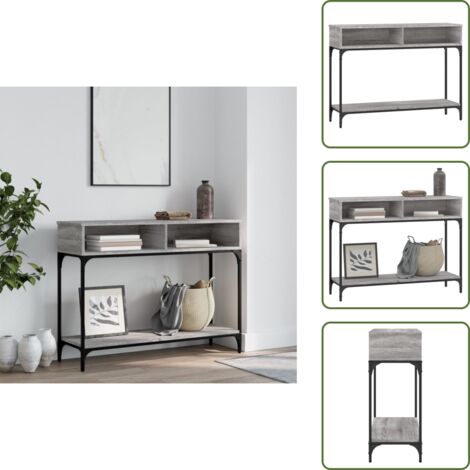 Almacenamiento - vidaXL Mesa consola madera de ingeniería gris Sonoma 100x30,5x75 cm - Estante