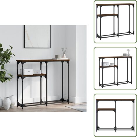 Almacenamiento - vidaXL Mesa consola madera de ingeniería marrón roble 90x22,5x75 cm - Mesa de salón
