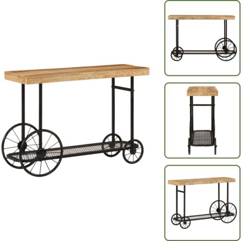 Almacenamiento - vidaXL Mesa consola madera maciza de mango y hierro 112x36x76 cm - Diseño industrial