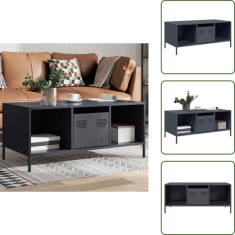 Almacenamiento - vidaXL Mesa de centro acero laminado en frío antracita 101,5x50x43,5cm - Mesa de té