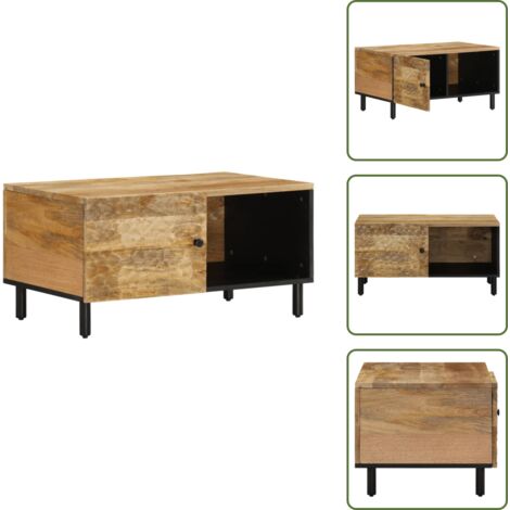 Almacenamiento - vidaXL Mesa de centro de madera maciza de mango 80x50x40 cm - Puerta de mesa
