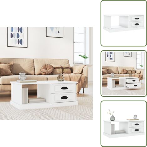 Almacenamiento - vidaXL Mesa de centro madera contrachapada blanco 90x50x35 cm - Mesa de centro blanca