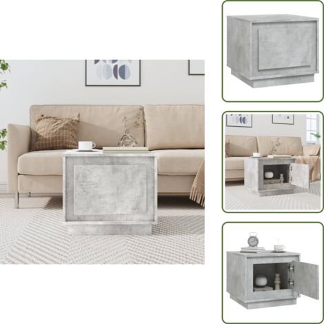 Almacenamiento - vidaXL Mesa de centro madera contrachapada gris hormigón 51x50x44 cm - Puerta
