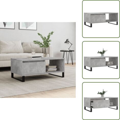 Almacenamiento - vidaXL Mesa de centro madera contrachapada gris hormigón 90x50x36,5 cm - Superficie resistente