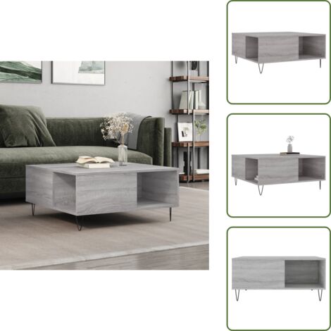 Almacenamiento - vidaXL Mesa de centro madera contrachapada gris Sonoma 80x80x36,5 cm - Superficie resistente