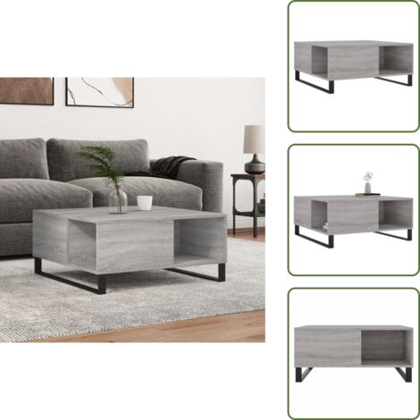 Almacenamiento - vidaXL Mesa de centro madera contrachapada gris Sonoma 80x80x36,5 cm - Superficie resistente