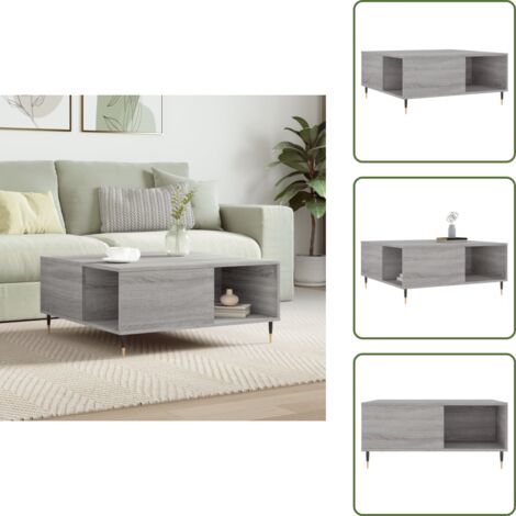 Almacenamiento - vidaXL Mesa de centro madera contrachapada gris Sonoma 80x80x36,5 cm - Superficie resistente