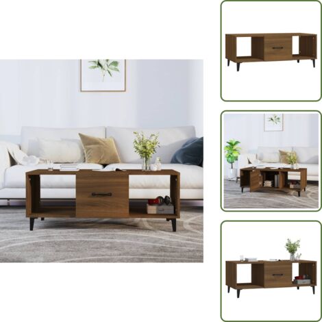 Almacenamiento - vidaXL Mesa de centro madera contrachapada marrón roble 102x50x40 cm - Diseño minimalista