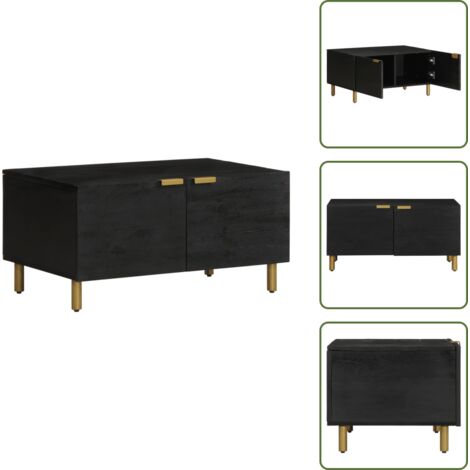 Almacenamiento - vidaXL Mesa de centro madera contrachapada negro 80x50x40 cm - Superficie estable