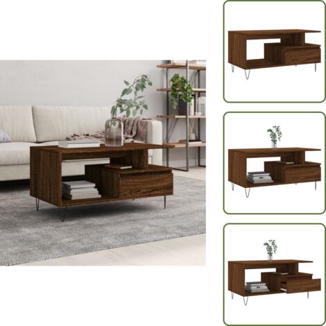 Almacenamiento - vidaXL Mesa de centro madera contrachapada roble marrón 90x49x45 cm - Mesa de sofá