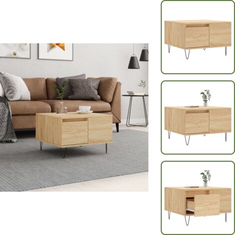 Almacenamiento - vidaXL Mesa de centro madera contrachapada roble Sonoma 55x55x36,5 cm - Mesa de sofá
