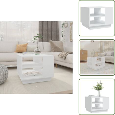Almacenamiento - vidaXL Mesa de centro madera de ingeniería blanca 55x55x43 cm - Diseño moderno