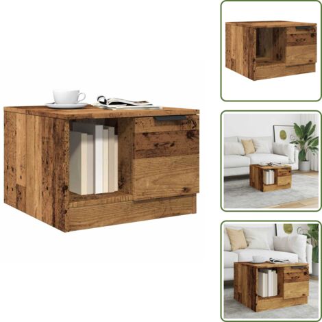 Almacenamiento - vidaXL Mesa de centro madera de ingeniería envejecida 50x50x36 cm - Mesa de madera envejecida