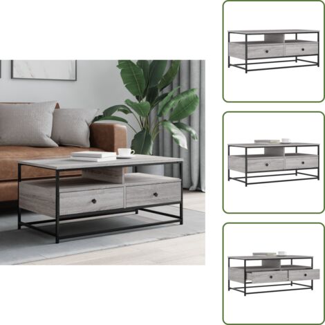 Almacenamiento - vidaXL Mesa de centro madera de ingeniería gris Sonoma 100x51x45 cm - Estante