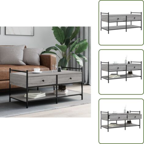 Almacenamiento - vidaXL Mesa de centro madera de ingeniería gris Sonoma 99x50x50 cm - Mesa auxiliar