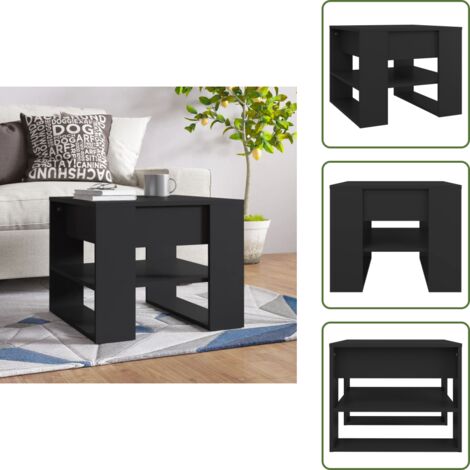 Almacenamiento - vidaXL Mesa de centro madera de ingeniería negro 55,5x55x45 cm - Mesa de centro para casa