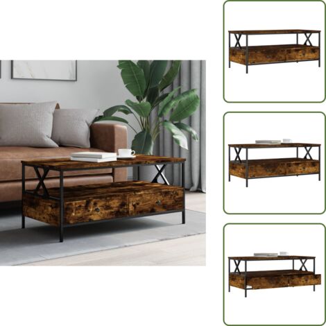 Almacenamiento - vidaXL Mesa de centro madera de ingeniería roble ahumado 100x51x45 cm - Estante