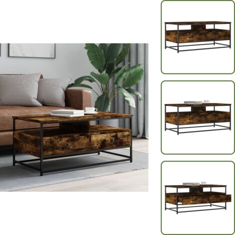 Almacenamiento - vidaXL Mesa de centro madera de ingeniería roble ahumado 100x51x45 cm - Estante