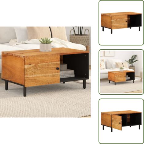 Almacenamiento - vidaXL Mesa de centro madera maciza de acacia 80x50x40 cm - Puerta
