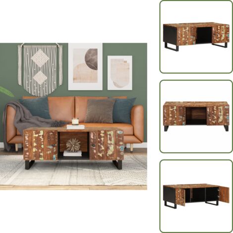 Almacenamiento - vidaXL Mesa de centro madera reciclada y contrachapada 100x54x40 cm - Superficie resistente