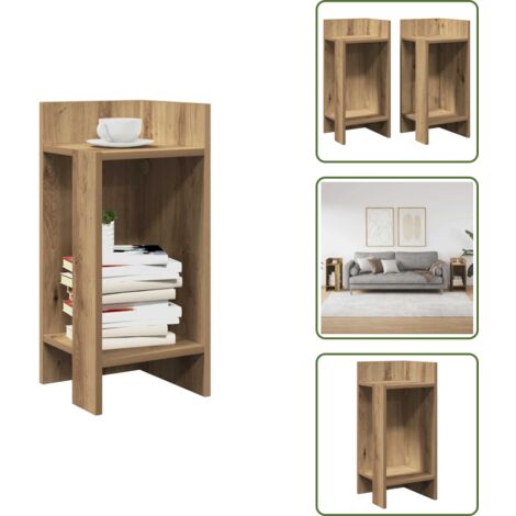 Almacenamiento - vidaXL Mesas auxiliares 2 uds con estante artesanal roble 25,5x27x60cm - Cómoda