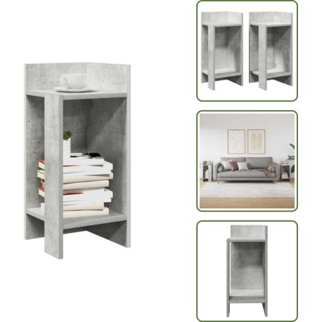 Almacenamiento - vidaXL Mesas auxiliares 2 uds con estante gris hormigón 25,5x27x60 cm - Cómoda