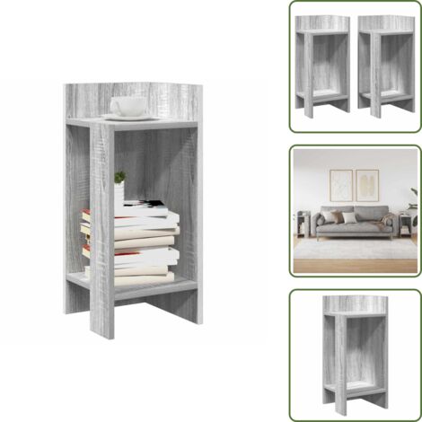 Almacenamiento - vidaXL Mesas auxiliares 2 uds con estante gris sonoma 25,5x27x60 cm - Cómoda