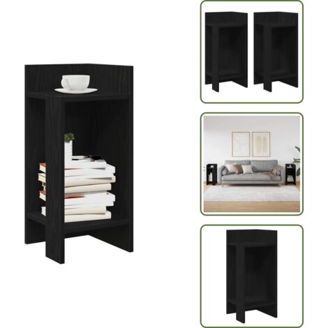 Almacenamiento - vidaXL Mesas auxiliares 2 uds con estante negro 25,5x27x60 cm - Cómoda