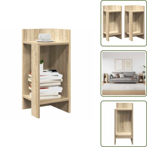 Almacenamiento - vidaXL Mesas auxiliares 2 uds con estante roble sonoma 25,5x27x60 cm - Cómoda