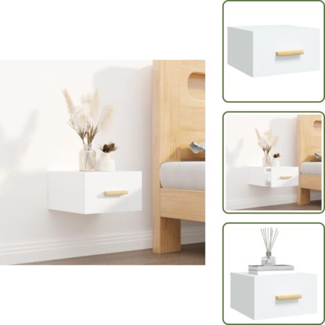 Almacenamiento - vidaXL Mesita de noche de pared blanco 35x35x20 cm - Decoración de pared