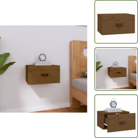 Almacenamiento - vidaXL Mesita de noche de pared marrón miel 40x29,5x22 cm - Diseño moderno