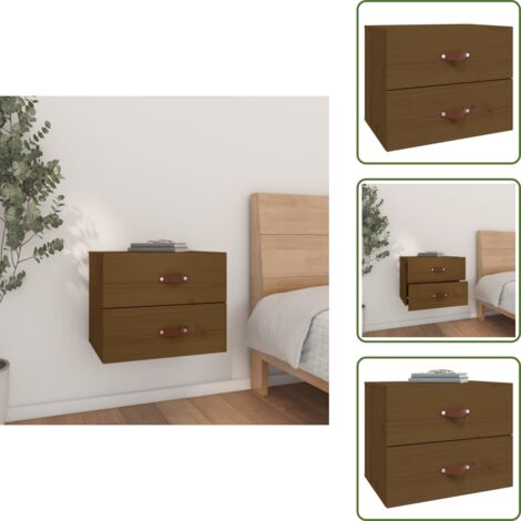 Almacenamiento - vidaXL Mesita de noche de pared marrón miel 50x36x40 cm - Diseño moderno