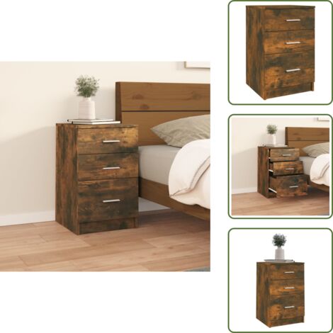 Almacenamiento - vidaXL Mesita de noche madera contrachapada roble ahumado 40x40x63 cm - Diseño minimalista