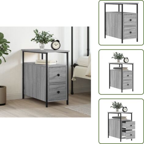Almacenamiento - vidaXL Mesita de noche madera de ingeniería gris Sonoma 30x60x60 cm - Diseño moderno