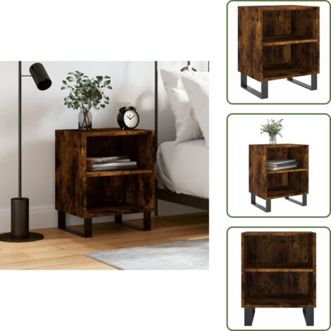 Almacenamiento - vidaXL Mesita de noche madera de ingeniería roble ahumado 40x30x50 cm - Muebles decorativos