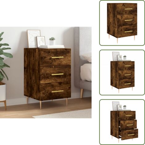 Almacenamiento - vidaXL Mesita de noche madera de ingeniería roble ahumado 40x40x66 cm - Muebles modernos