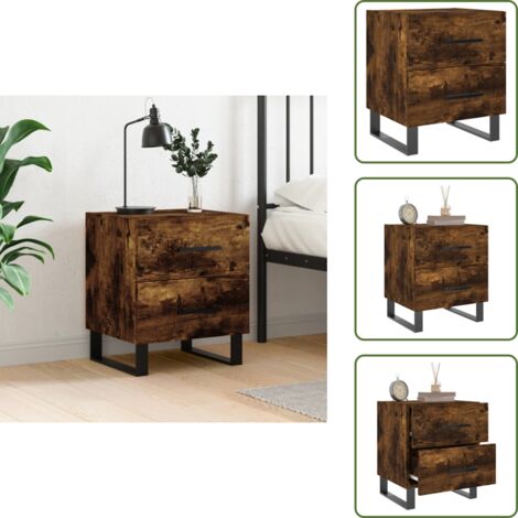 Almacenamiento - vidaXL Mesita de noche madera ingeniería roble ahumado 40x35x47,5 cm - Cajones