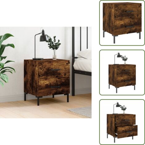 Almacenamiento - vidaXL Mesita de noche madera ingeniería roble ahumado 40x35x47,5 cm - Cajones
