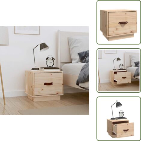 Almacenamiento - vidaXL Mesita de noche madera maciza de pino 40x34x35 cm - Mesita de noche con cajón