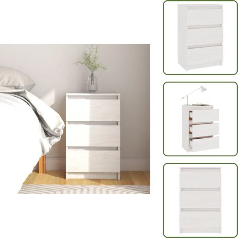 Almacenamiento - vidaXL Mesita de noche madera maciza de pino blanca 40x29,5x64 cm - Mesita de noche de madera