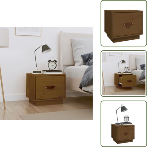 Almacenamiento - vidaXL Mesita de noche madera maciza de pino marrón miel 40x34x35 cm - Mesita de noche madera
